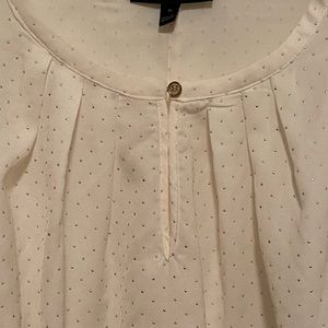 Lane Bryant Blouse/Tunic/Peasant White with Raised Gold Dots size 16